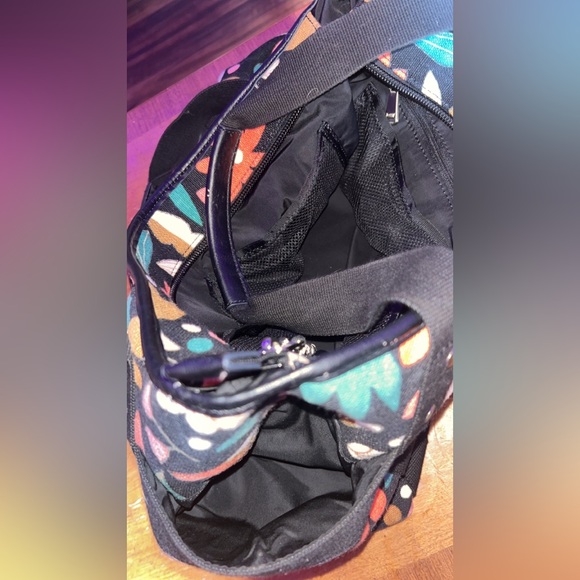 Fossil Key Per Tote Bag XL Floral Themed Canvas Bag Multi Use Cow Hide Hand Made - Picture 9 of 11